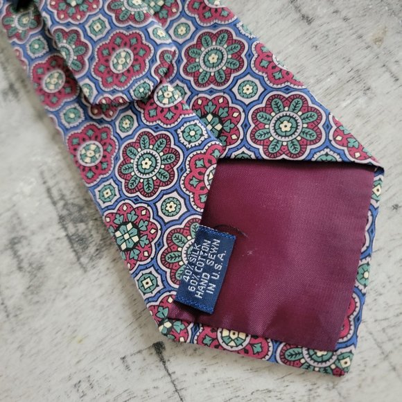 Allen Solly Blue and Red Mandala Print Necktie 55 x 3.25 - Picture 7 of 9